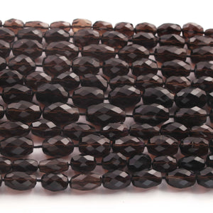 1 Strands Smoky Quartz Faceted Oval Briolettes - Smoky Quartz Oval Beads 9mmx7mm-10mmx8mm 8Inches BR979