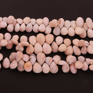 1 Strand Pink Opal Faceted Briolettes - Pear Drop Beads 16x11mm-21x15mm 8 Inches BR03580