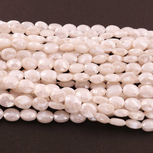 1 Strands White  Silverite Faceted  Briolettes - Oval  Briolettes 9mmx7mm-10mmx7mm 15 Inches BR354