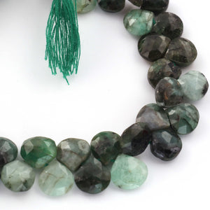 1 Strands Shaded Emerald Faceted Heart shape  Briolettes-Shaded Emerald Briolettes 11mm-14mm 8 Inches BR366