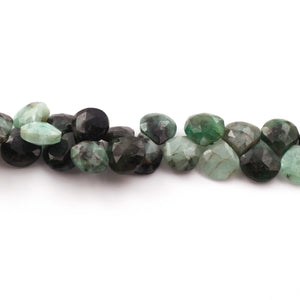 1 Strands Shaded Emerald Faceted Heart shape  Briolettes-Shaded Emerald Briolettes 11mm-14mm 8 Inches BR366