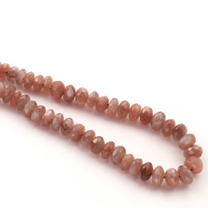 1 Strand Chocolate Moonstone Faceted Rondelles - Roundel Beads  6mm-8mm  16 Inches BR381