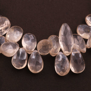 1  Strand White Silverite Faceted Briolettes -Pear Shape  Briolettes -10mmx8mm -20mmx9mm-8 Inches BR361