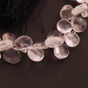 1 Strands Crystal Quartz Faceted Briolettes - Heart Shape Beads 8mmx9mm-11mmx11mm 7 Inches BR362