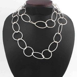 1 Necklace Top Quality 2.5 Feet Each Silver Plated Round with Marquise Shape Copper Link Chain - Each 36 inch 39mmx21mm GPC1369 - Tucson Beads