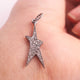 1 PC Antique Finish Pave Diamond Designer Star Pendant - 925 Sterling Silver - Diamond Pendant 33mmx9mm PD1868 - Tucson Beads