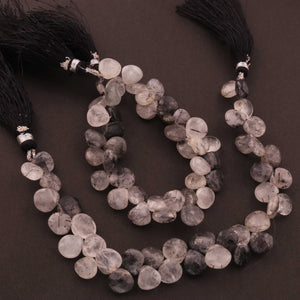 1 Strands Black Rutile Faceted Heart Briolettes - Tourmilated Quartz  Heart Shape Birolettes 9mmx9mm-10mmx10mm  8 inch BR346