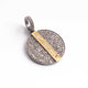 1 PC Antique Finish Pave Diamond Round Pendant - 925 Sterling Silver & Vermeil Diamond Pendant 22mmx19mm PD1875 - Tucson Beads