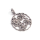 1 PC Antique Finish Pave Diamond Designer Round With Flower Pendant - 925 Sterling Silver - Diamond Pendant 32mmx29mm PD1867 - Tucson Beads