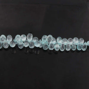 1 Strand Aquamarine Faceted Tear Shape Briolettes  - Faceted Briolettes - 6mmx4mm-13mmx9mm - 7.5 Inches  BR320