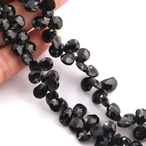 1 Strands Excellent Quality Black Onyx Faceted Pear Drop Briolettes - 8mmx6mm-11mmx7mm 9 Inch BR484