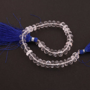 1 Strand Crystal Quartz Faceted Rondelle Beads - Crystal Quartz Roundelle 7mm-8mm 8 inches BR497