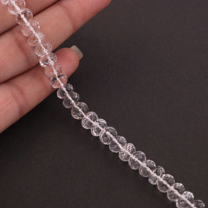 1 Strand Crystal Quartz Faceted Rondelle Beads - Crystal Quartz Roundelle 7mm-8mm 8 inches BR497