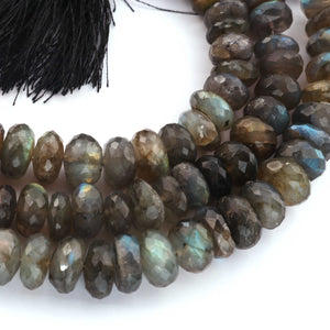 1 Strand Labradorite Faceted Rondelles - Round Shape Beads 8mm-12mm 8 Inches BR442