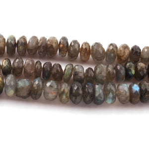 1 Strand Labradorite Faceted Rondelles - Round Shape Beads 8mm-12mm 8 Inches BR442