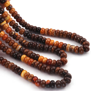 1 Long Strand Brown Tiger Eye Smooth Rondelles - Smooth Rondelle Beads 7mm-9mm 16 Inchs BR410