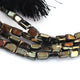 1 Strand Black Spinel Golden Coated  Faceted Chicklet / Rectangle Briolettes -5mm-6mm  8 Inches BR415