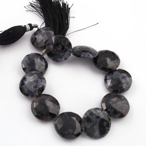 1 Strand Natural Snowflake Obsidian GemstoneFaceted  Briolette , Round Beads, Briolette -15mm-19mm 8 Inches BR405