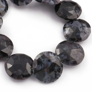 1 Strand Natural Snowflake Obsidian GemstoneFaceted  Briolette , Round Beads, Briolette -15mm-19mm 8 Inches BR405