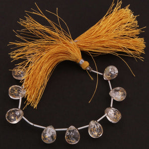 1 Strand Golden Rutile  Faceted  Briolettes -Pear  Shape Briolettes - 12mmx 8mm- 9/6 inch BR413