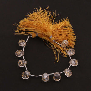 1 Strand Golden Rutile  Faceted  Briolettes -Pear  Shape Briolettes - 12mmx 8mm- 9/6 inch BR413