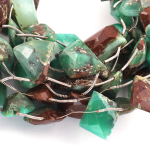 1 Strand Bio Chrysoprase Faceted Briolettes - Fancy Shape Bead 16mmx13mm-25mmx15mm 8.5 Inches BR440