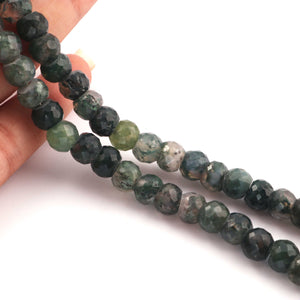 1 Strand Green Jasper Faceted Rondelles - Roundel Beads 8mm 8 Inches BR421