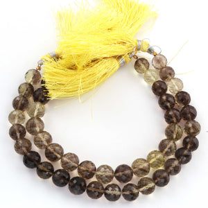 1 Strand Bio Lemon Quartz & Smoky Quartz Faceted Rondelle - 8mm-10mm 8.5 Inches BR436