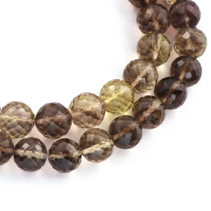 1 Strand Bio Lemon Quartz & Smoky Quartz Faceted Rondelle - 8mm-10mm 8.5 Inches BR436