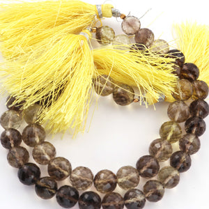 1 Strand Bio Lemon Quartz & Smoky Quartz Faceted Rondelle - 8mm-10mm 8.5 Inches BR436