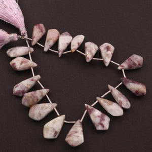 1 Strand Lilac jasper Faceted Briolettes - jasper Faceted Briolettes ,Fancy Shape Briolettes-23mmx12mm 8 Inches BR403