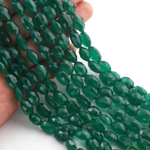 1 Strand Finest Quality Green onyx Faceted Oval Shape Briolettes -  10mmx9mm-15mmx9mm 7.5 Inches BR582