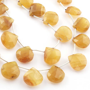 1  Strand Yellow Chalcedony Faceted Briolettes - Heart Shape Briolettes -14mmx13mm-17mmx16mm - 9 Inches BR594