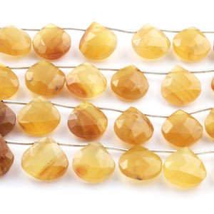 1  Strand Yellow Chalcedony Faceted Briolettes - Heart Shape Briolettes -14mmx13mm-17mmx16mm - 9 Inches BR594