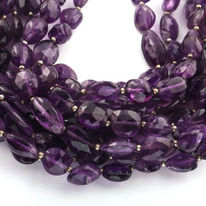 1 Strand Amethyst Faceted Briolettes Oval Shape  Briolettes -9mmx6mm-15mmx13mm 17 Inches BR559