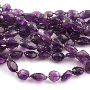 1 Strand Amethyst Faceted Briolettes Oval Shape  Briolettes -9mmx6mm-15mmx13mm 17 Inches BR559