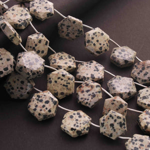 1  Long Strand Dalmatian jasper Faceted Briolettes  -Fancy Shape Briolettes- 11mmx13mm -18mmx21mm-9 Inches BR01537 - Tucson Beads