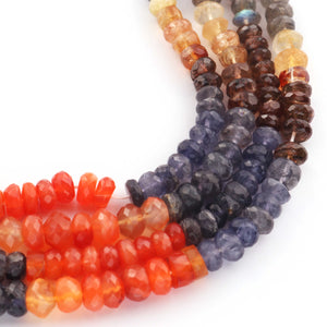 1 Strand Excellent Quality Multi Stone Faceted Rondelles - Mix Stone Round Beads 6mm 9.5 Inches BR590