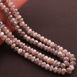 1 Long Strands Gray Moonstone Silver Coated Faceted Rondelles - Gray Moonstone Roundelle Beads 7mm 13 Inches BR557