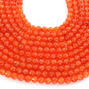 1 Strand Carnelian Faceted  Round Beads  - Carnelian Rondelles 5mm 10 Inches BR536