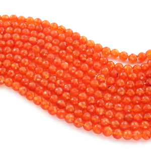 1 Strand Carnelian Faceted  Round Beads  - Carnelian Rondelles 5mm 10 Inches BR536