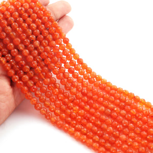 1 Strand Carnelian Faceted  Round Beads  - Carnelian Rondelles 5mm 10 Inches BR536