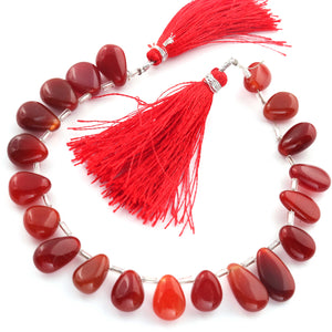 1 Strand Carnelian Smooth Briolettes  -Pear  Shape  Briolettes - 15mmx8mm-24mmx11mm 8Inches BR509