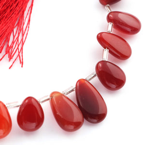 1 Strand Carnelian Smooth Briolettes  -Pear  Shape  Briolettes - 15mmx8mm-24mmx11mm 8Inches BR509