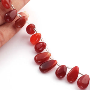 1 Strand Carnelian Smooth Briolettes  -Pear  Shape  Briolettes - 15mmx8mm-24mmx11mm 8Inches BR509