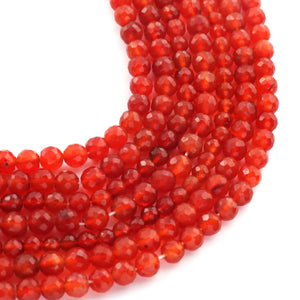 1  Strand Carnelian Faceted Ball Beads-  Round Ball Beads,  5mm- 10- Inches BR528