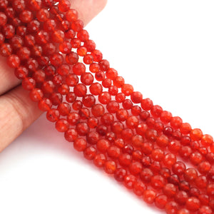 1  Strand Carnelian Faceted Ball Beads-  Round Ball Beads,  5mm- 10- Inches BR528