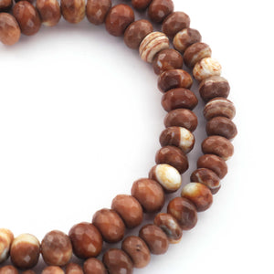 1 Strand Brown  Jasper Faceted Rondelles -Brown  Jasper Faceted Beads 5mm-6mm 7.5 Inch BR534