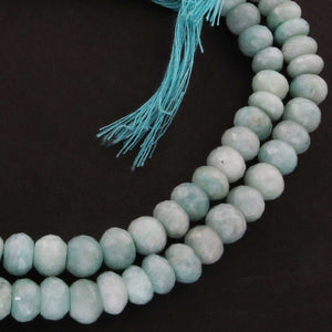 1 Long Strand Amazonite Faceted  Rondelles ,Round Beads, 7mm-8mm 13 Inches BR532