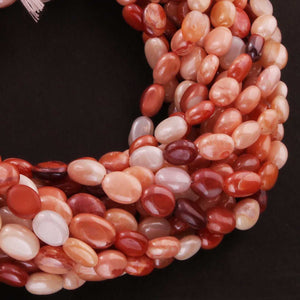 1 Strand Carnelian Silver Coated Smooth Oval Beads Briolettes - 7mmx6mm-10mmx6mm 13.5 Inches BR533